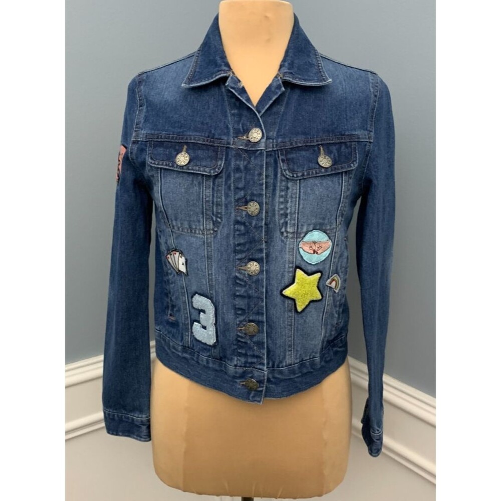 Urban Outfitters BDG Jacket Womens S Denim Trucker Embroidery Patchwork Y2K Boho